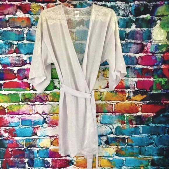 Linea Donatella Lace Back Satin Feel Robe Size S/M - Picture 1 of 9